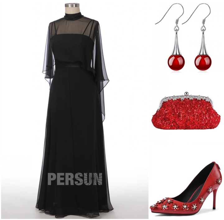 comment assortir robe noire longue pour un mariage